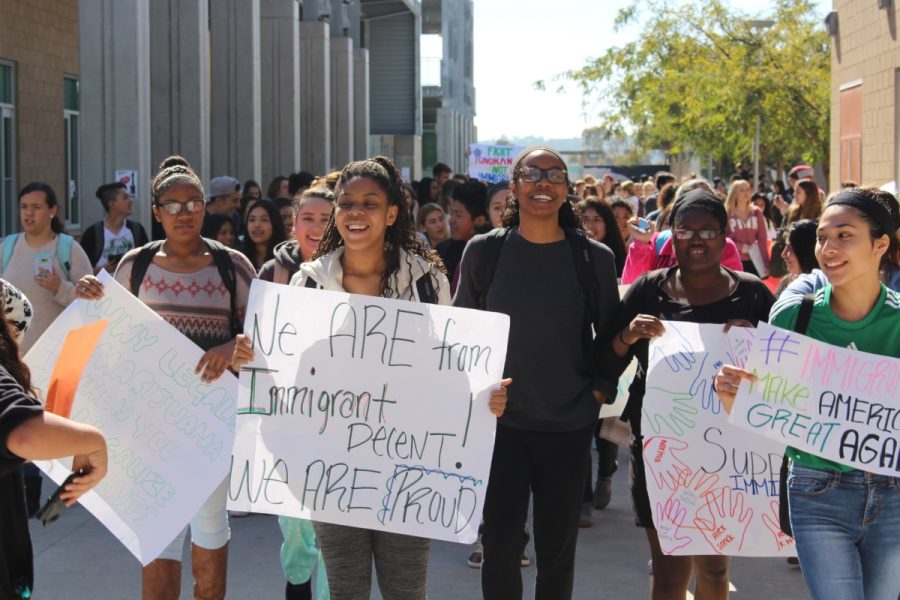 Sage Creek students participate in a walkout in February 2017.