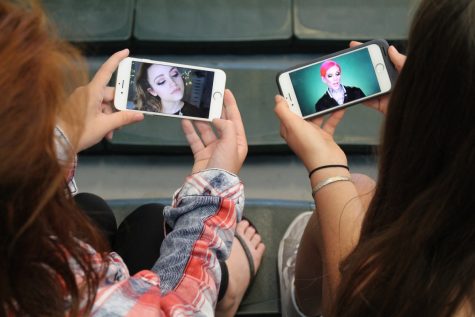 Sage Creek students observe the not-so-funny beauty vloggers on their phones during lunch.