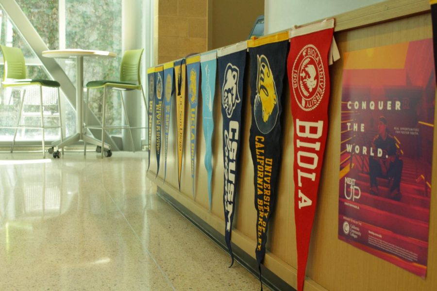 The counseling office proudly hangs the pennants of possible colleges. Sage Creek faculty encouraged students to apply to UC’s as well as private universities. 