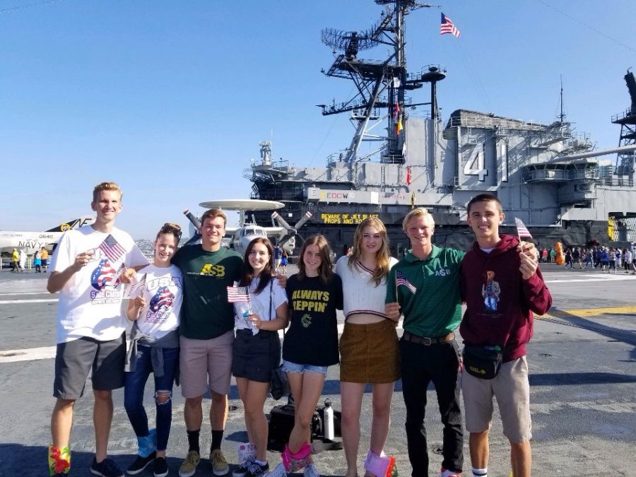 ASB students representing Sage Creek on the Midway Museum in downtown San Diego this past Saturday morning. The Midway Museum held a gathering in order to form a heart on the vessel of the ship in honor of our Nation’s service men and women. 