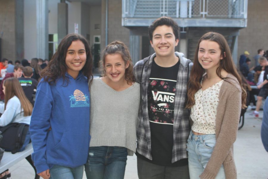Sophomores Paola Gonzalez, Maya Grudman, Nolan Mejia, and Madison Blankenhorn are pictured smiling. Each one plays an important role to help represent their sophomore class.