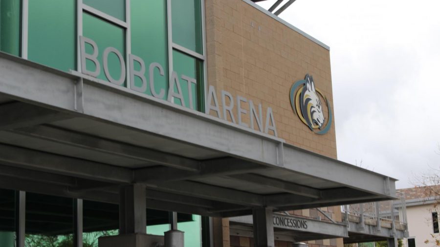 An empty entrance to the Bobcat Arena marking the end of another basketball season. 