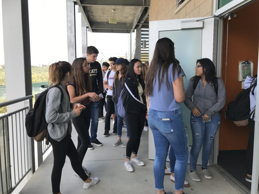 A long line of bobcats anxiously await to buy their tickets for Sage Creek’s MORP dance. This MORP is the first of its kind on campus and is a casual attire dance. 