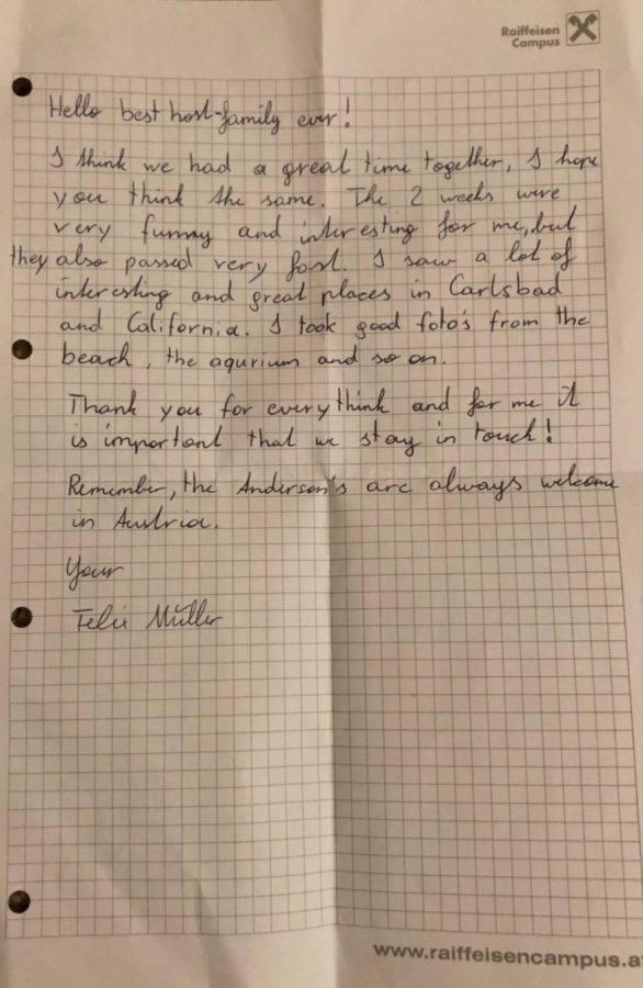 A letter from Müller sums up his experiences with his host family. Upon returning to Austria, he couldnt wait to tell his friends and family about his time in America.