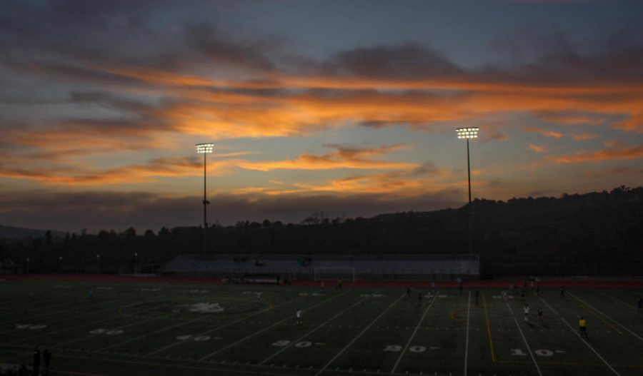 A stunning sunset last Friday. Below, girls JV soccer played against San Dieguito Academy at home.