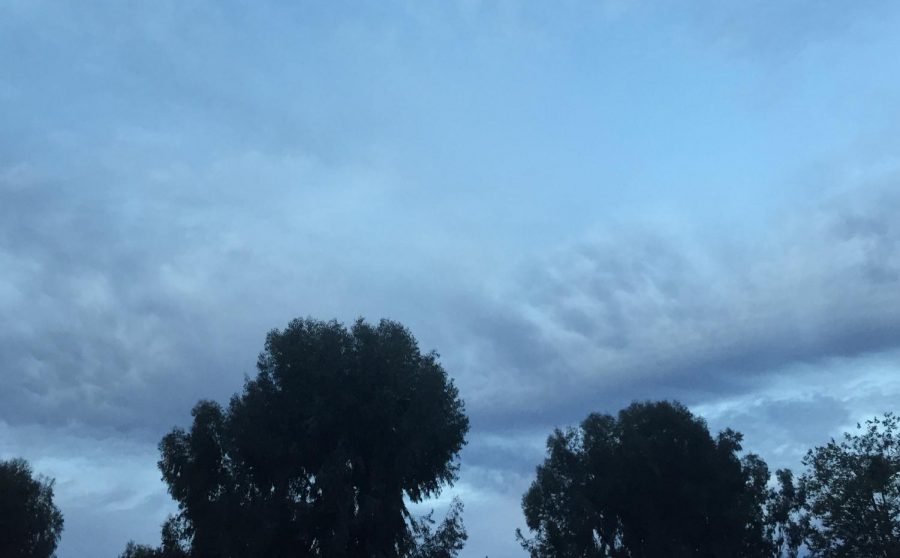 A cloudy covered blue sky out this morning as November 1 is the time many Americans turn back their clocks to get darker nights and brighter mornings. This weekend a storm covered Carlsbad and left beautiful rain clouds and cold temperatures. 