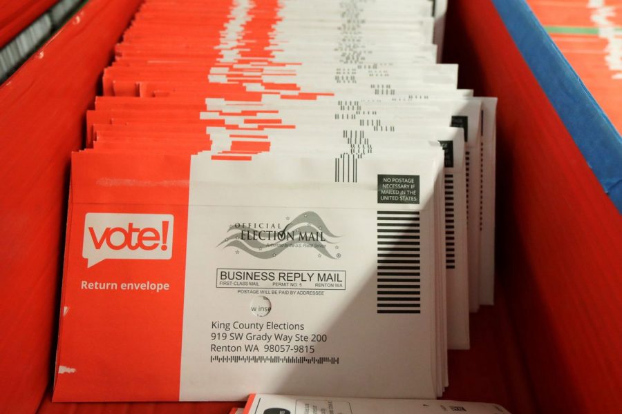Mail in ballots from Washington wait to be counted. Mail-in voting has increased due to the ongoing COVID-19 pandemic.