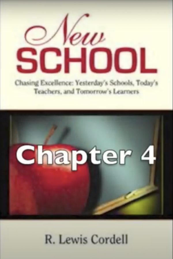 The New School, Chapter 4 by R. Lewis Cordell is displayed. Cordell wrote his own book on teaching in the past decade and is currently working on publishing his second book.