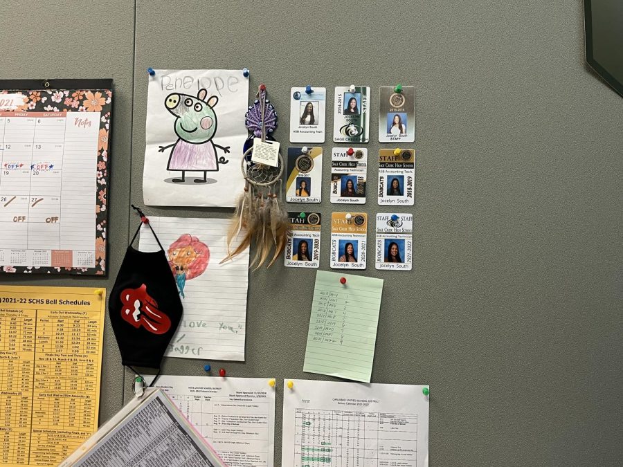 South is a staff member who has served at Sage Creek since its establishment. The staff badges, beside a drawing of Peppa Pig from her kid, are evidence of Souths consistent and hard work here at Sage.