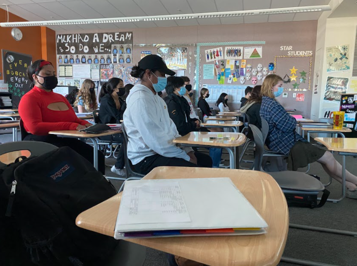 All of Ms. William’s students are meditating at the beginning of class. Each student reorganized their mental process to prepare themselves for the assignments ahead. 