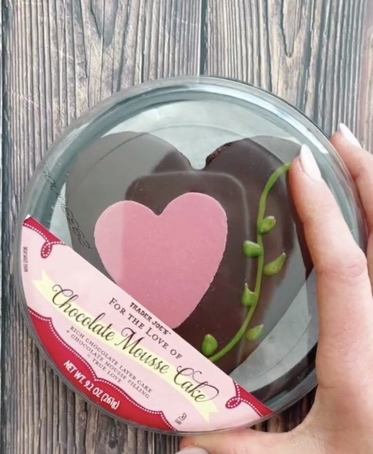 This 9.2-ounce dessert includes two layers of rich dark chocolate cake, mousse filling and chocolate ganache icing. Its also hand-decorated with unique designs in honor of Valentine’s Day. Sadly, its not sticking around, as Trader Joe’s bakery is only stocking the cake through February, so buy em while you can!