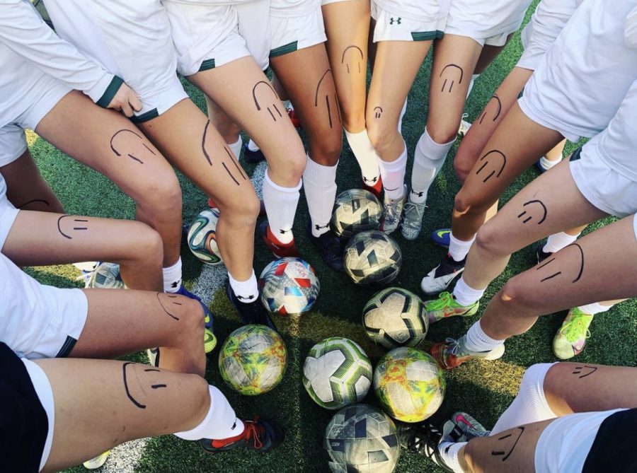 Members of the Sage Creek varsity girls soccer team huddle before their game against West High School. This year’s team had an overall record of 13-5-3 and qualified for the CIF playoffs.