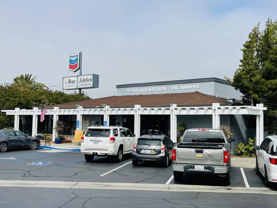 Parked cars sit in front of the family-owned restaurant, The Village Kitchen and Pie Shoppe. This local business can be found at 905 Tamarack Avenue in Carlsbad.