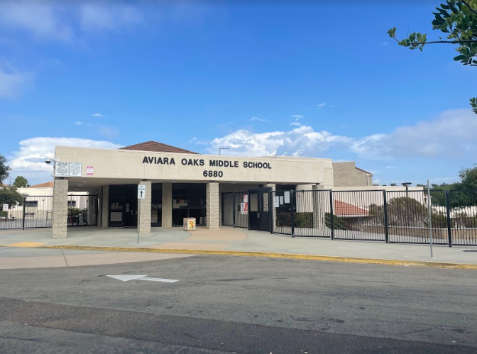 Aviara Oaks Middle School stands near Plaza Paseo Real on Ambrosia Lane. Students can easily walk down to the shopping center after school.