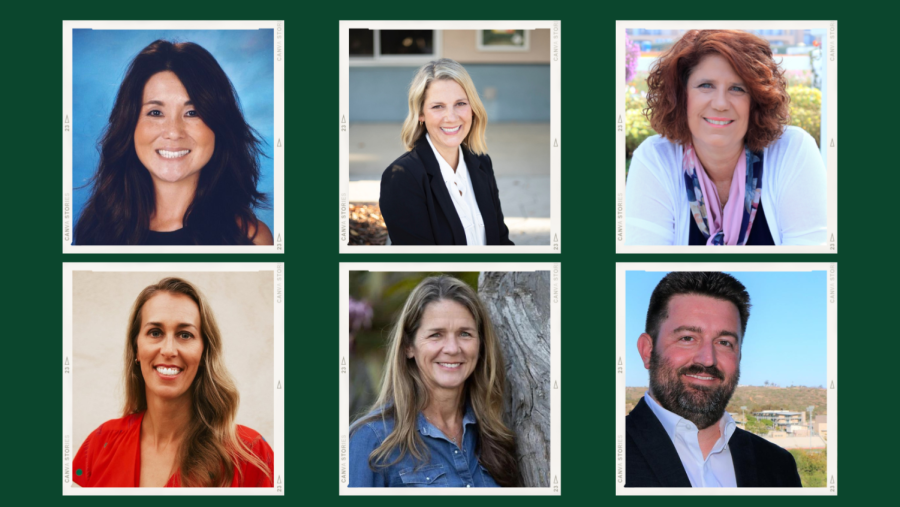 All six candidates for school board pose in a headshot. The candidates seek election to improve the quality of education and life in the Carlsbad Unified School District. 