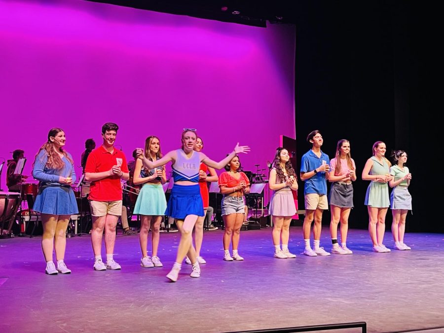 Elle, Serena, Margot, Pilar and the Delta Nu Sisters perform. In Act 1 of the Legally Blonde musical, the actors and actresses sing the opening song, “Omigod You Guys.
