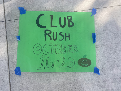 A picture of an ASB poster provides information about the upcoming for Club Rush Week. ASB prepares for the arrival of Club Rush. 