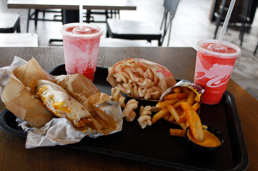 The Steak and Bacon Grilled Cheese Burrito, nacho fries, strawberry twists, the wild strawberry creme delight freeze and the wild strawberry freeze are all the new hot items on the Taco Bell menu. Come to Taco Bell before the items get removed!
