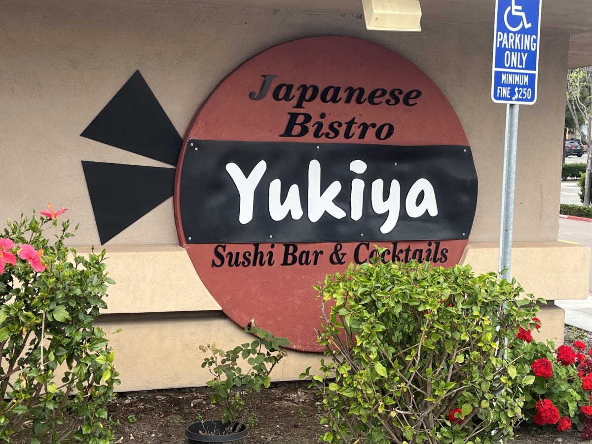 The front sign of Yukiya Sushi. With beautiful decor and great quality, Yukiya is a staple to the area, with a unique dish that the owner gives to first time customers.