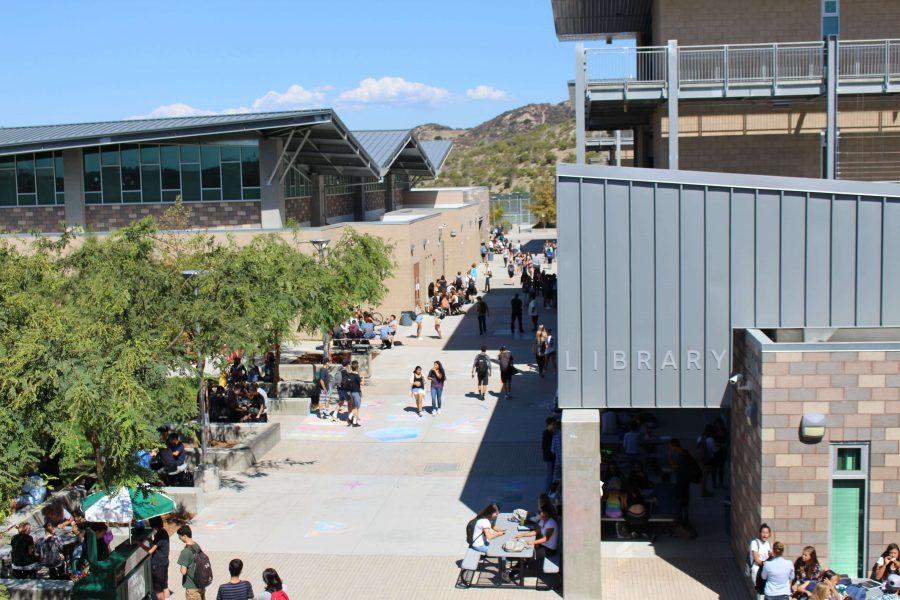 Top view of students enjoying their time at lunch.