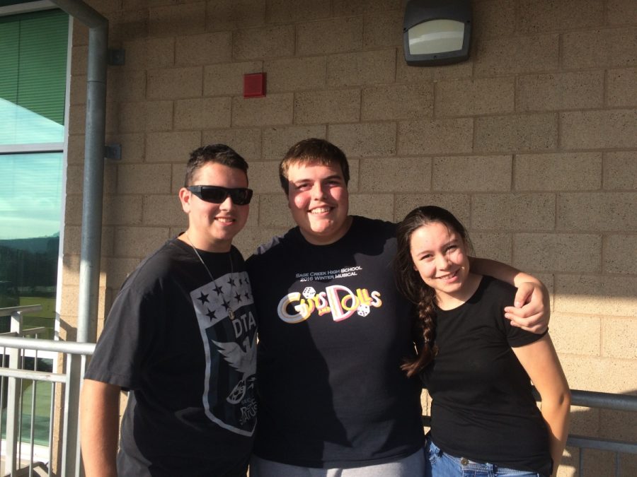 Senior, Mike Townzen, sophomore Ryan Harazim, and junior Brenna Hughbanks confidently prepare for the audition day.