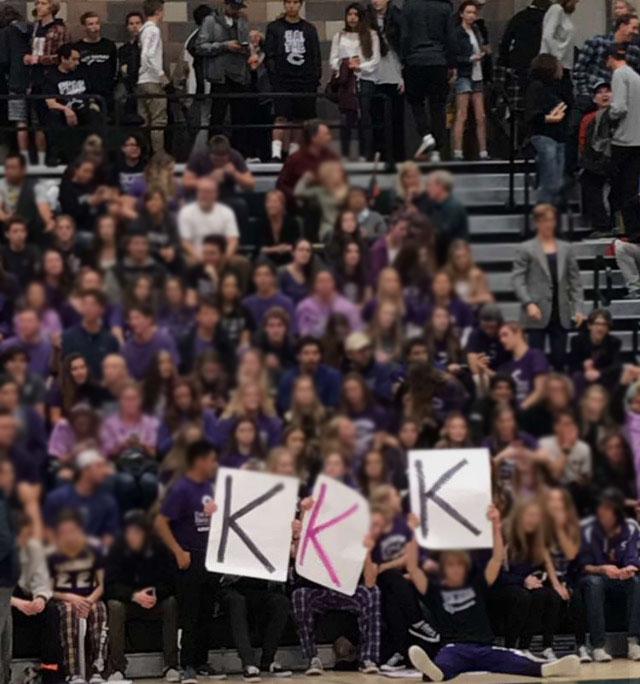 Carlsbad High School's student section flashes "KKK" during rivalry game at Sage Creek. 