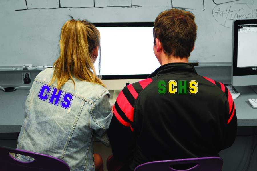 CHS' Lancer Express Editor-in-chief, Jillian Della Penna (left) and SC Editor-in-chief, Sam Bodnar (right) cooperate to restore relations within the Carlsbad community.