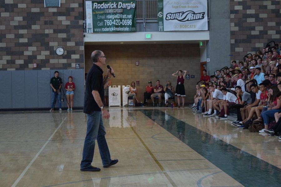 DEA Agent Rocky Heron speaks to a receptive student body.