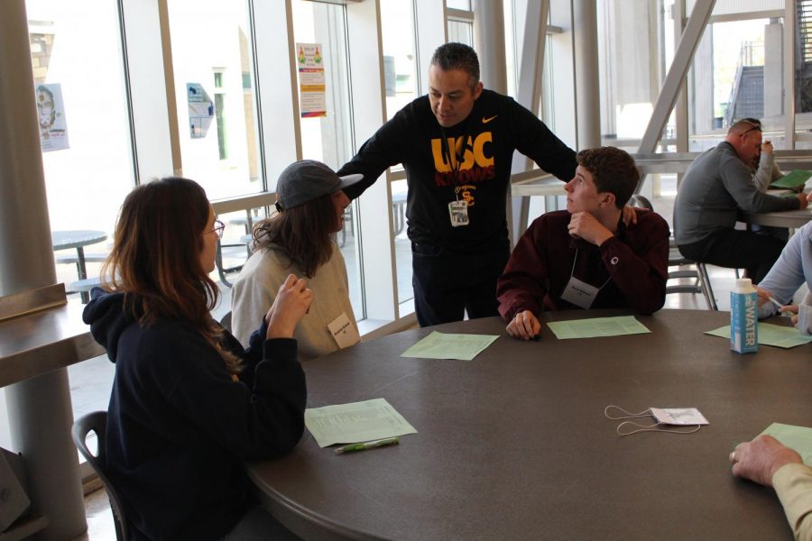 Principal Cesar Morales led the united discussion once all grades came together to share their opinion on different matters.