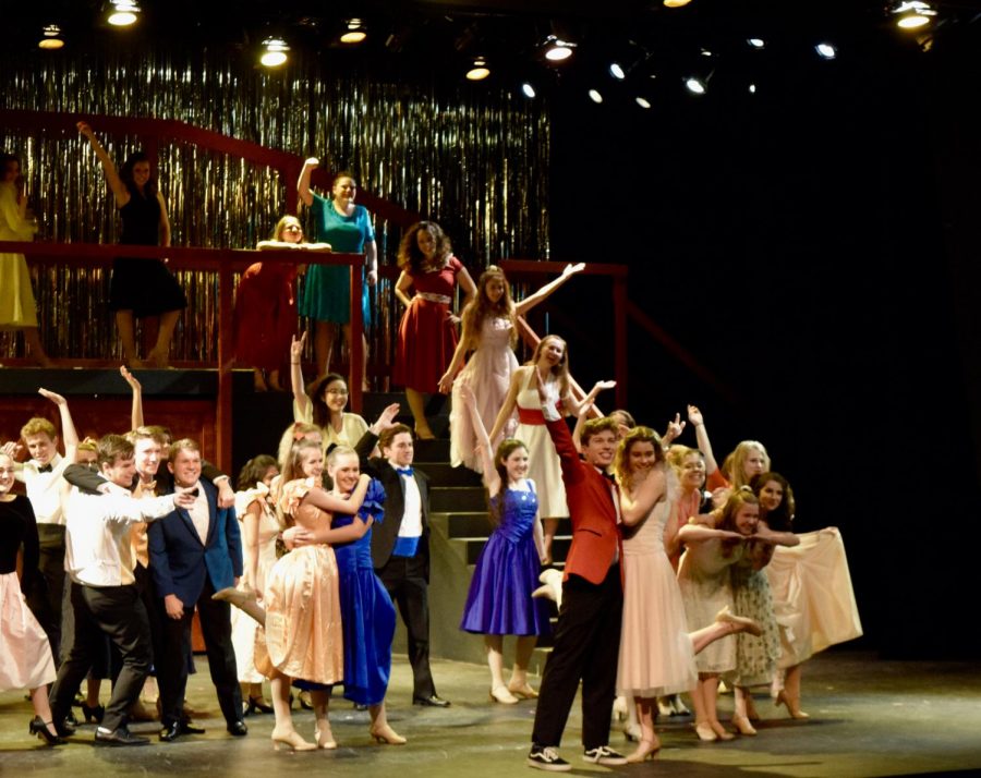 Max Pedrazzani and Avalon Call, the leads of the performance this year, posing for the last scene of the opening night finale.
