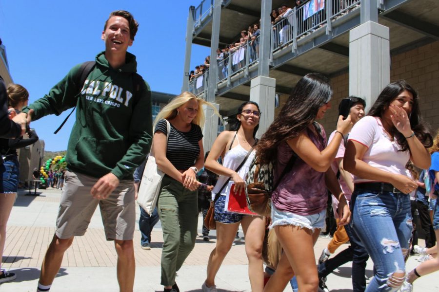 Kyle Stringfellow walks alongside his other peers in counselor, Ms. DiBenedetto’s advisory class. 