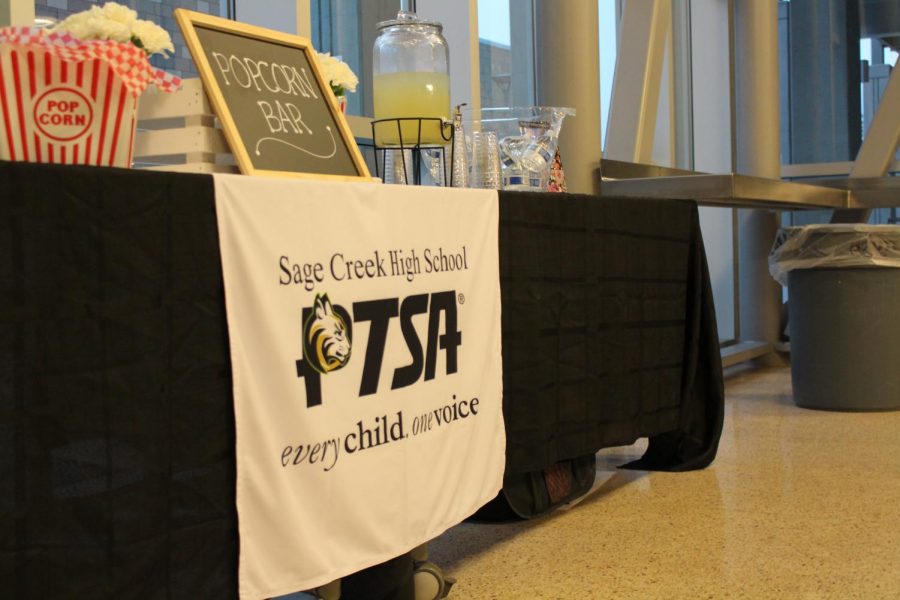 The PTSA’s popcorn bar takes center stage at Churchill’s visit. Members of the PTSA worked hard to make sure that all audience members were as comfortable as possible at this PTSA-funded event. 