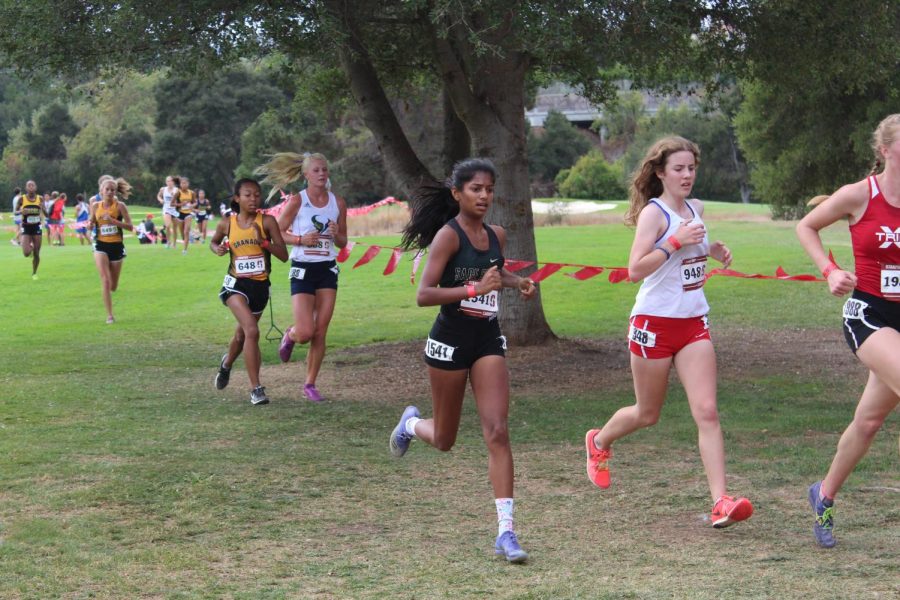 Lavanya Pandey races at the Stanford Invite on Sept. 29. Most of cross country finished the season on Oct. 26.