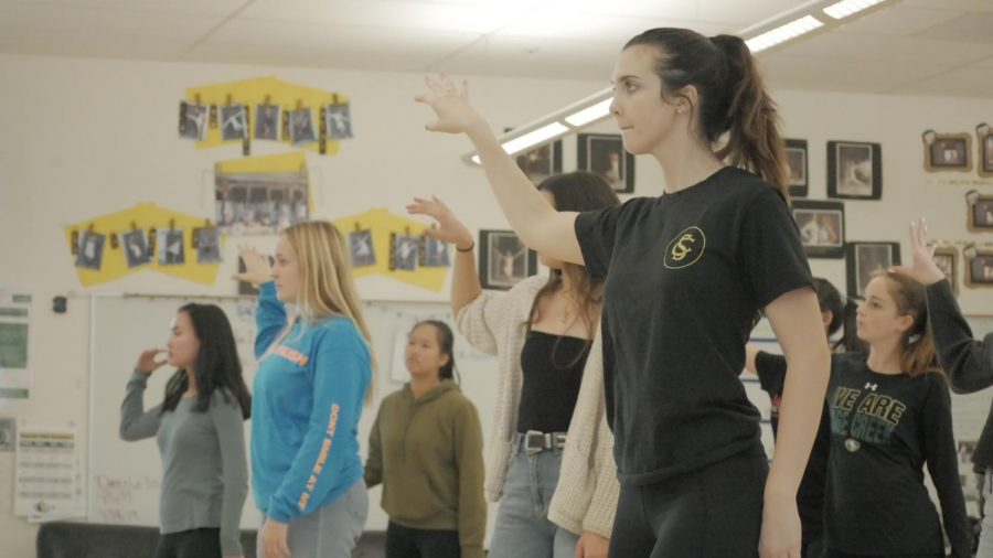 Senior Sydnee Kerekffy choreographs a new song for the Dance Company. The company will be performing during halftime at basketball games and they have a show scheduled for the spring trimester.