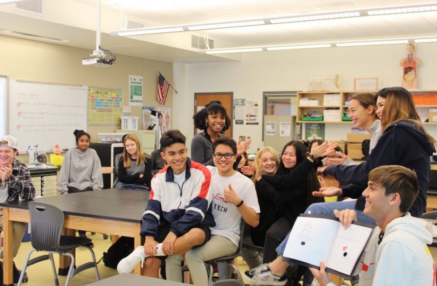 Biomed students applaud after classmate presents booklet on digestion on Tuesday. Biomed is a part of the biomedical pathway here offered at Sage Creek.