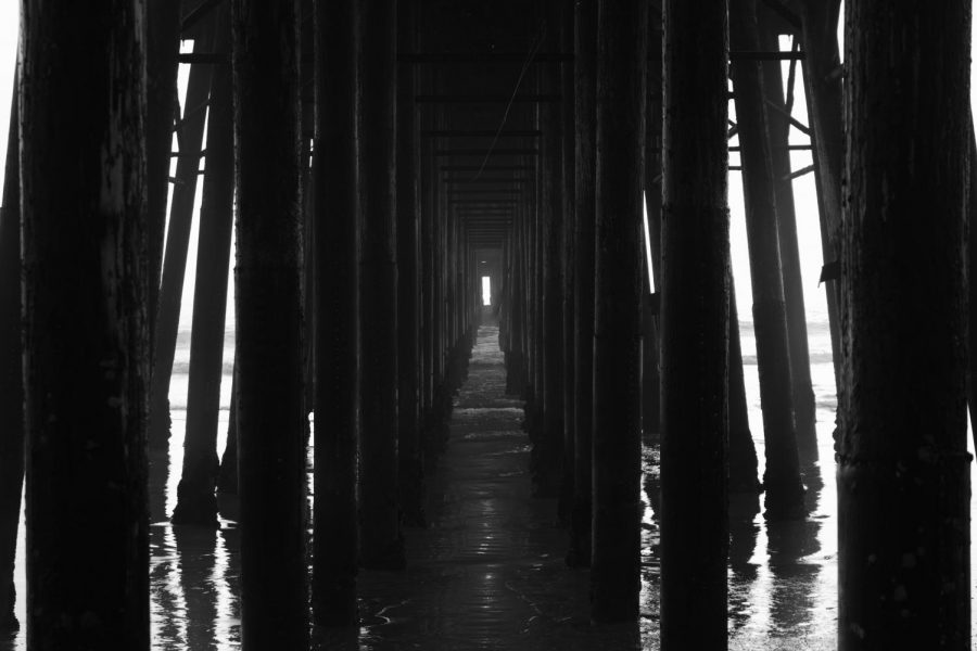 Just below the Oceanside Pier, the wooden columns create a cinematic look that cuts across to the other side of the pier. The Pier was built in 1888 and was only 300 ft long, but after a few reconstructions, the total length has been multiplied into 1,954 feet. 