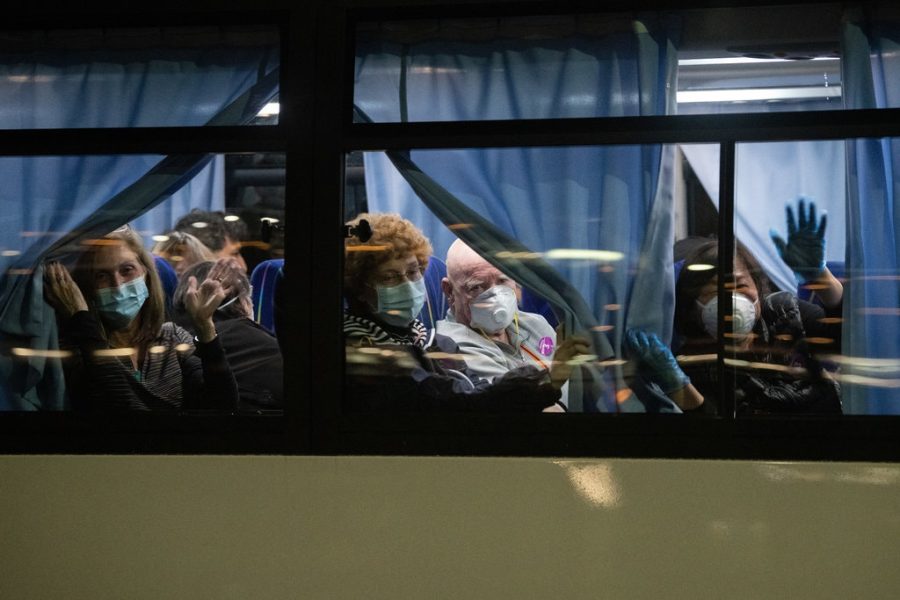 Americans get transferred to military bases in the United States after COVID-19 spread through their cruise ship, the Diamond Princess. The ship had docked in Japan when the virus made its way on board. 