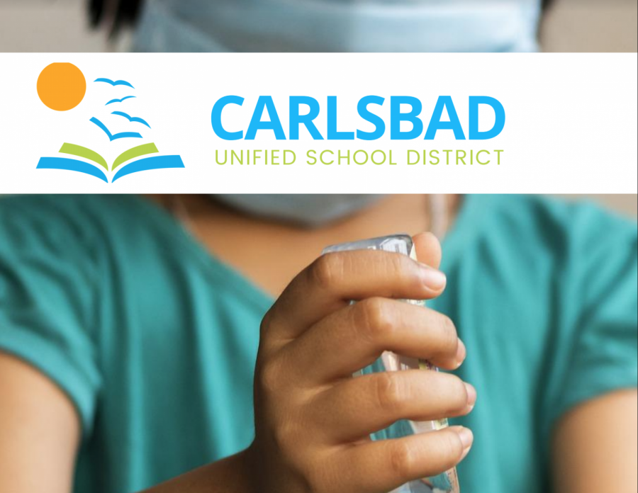 A school girl wearing a mask uses hand sanitizer to keep bacteria off her hands. CUSD has implemented a whole new set of guidelines to help students and staff stay safe and healthy during school reopenings. 