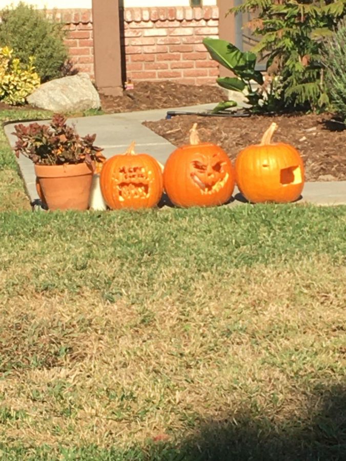  Due to COVID-19 many Californians are stuck on deciding whether or not they are going to celebrate Halloween, let alone have the Halloween spirit. These were three of the few pumpkins laid out in my neighborhood, it's always great to see Halloween spirit during these tough times.