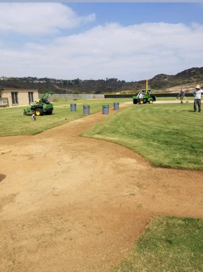 Carlsbad Unified maintenance crew is cleaning up the baseball field in preparation of students returning for out of season athletics. On Oct. 12 student athletes were welcomed with a clean and playable field.