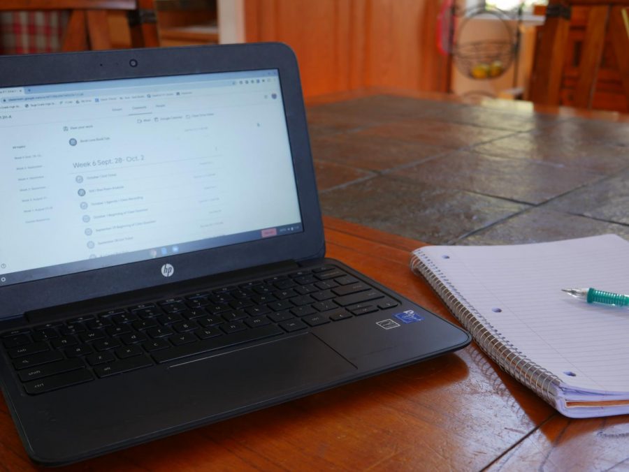 A typical school setting nowadays looks a bit different, it might be a table or a desk in one's house. A recent board meeting discussed that students will not be returning to school until January.