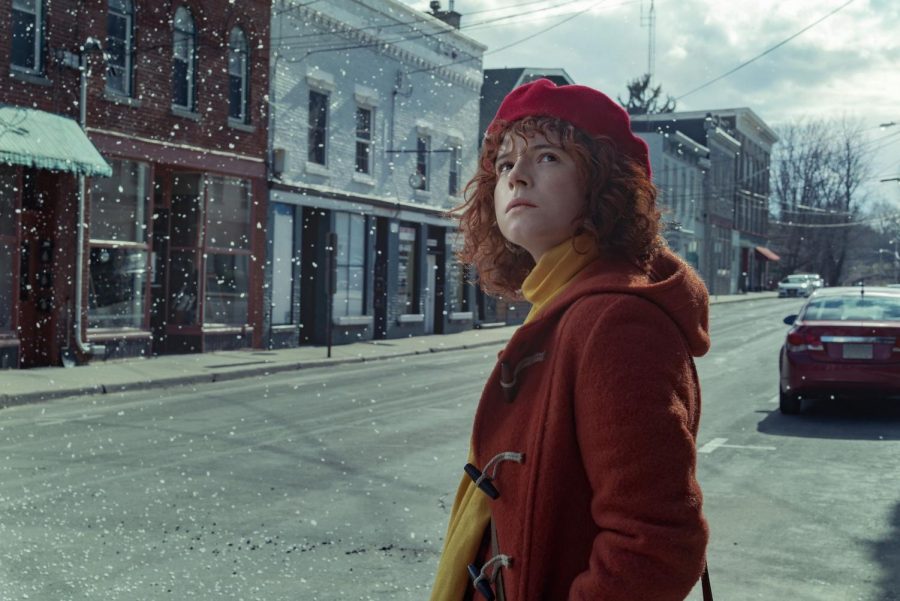 Lucy, the main character, stands outside as it snows. A thought-provoking psychological horror film, "I'm Thinking of Ending Things" on Netflix is an unforgettable movie, and one worth rewatching multiple times. 