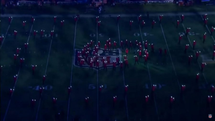 Hundreds of bandage wrapped Dancers fill the field during “Blinding Lights,” the finale for The Weeknd’s SuperBowl halftime show. Despite COVID restrictions meaning thousands of football fans weren’t able to attend during the live show, The Weeknd was able to pull off a virtual concert for fans on an all new scale.