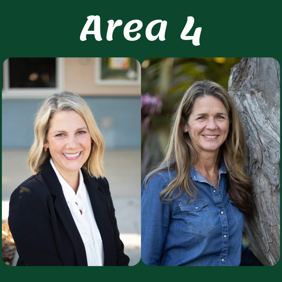 Jen Fornal (left) and Gretchen Vurbeff (right) pose for a photo. Both candidates are running for board trustee in Area Four.