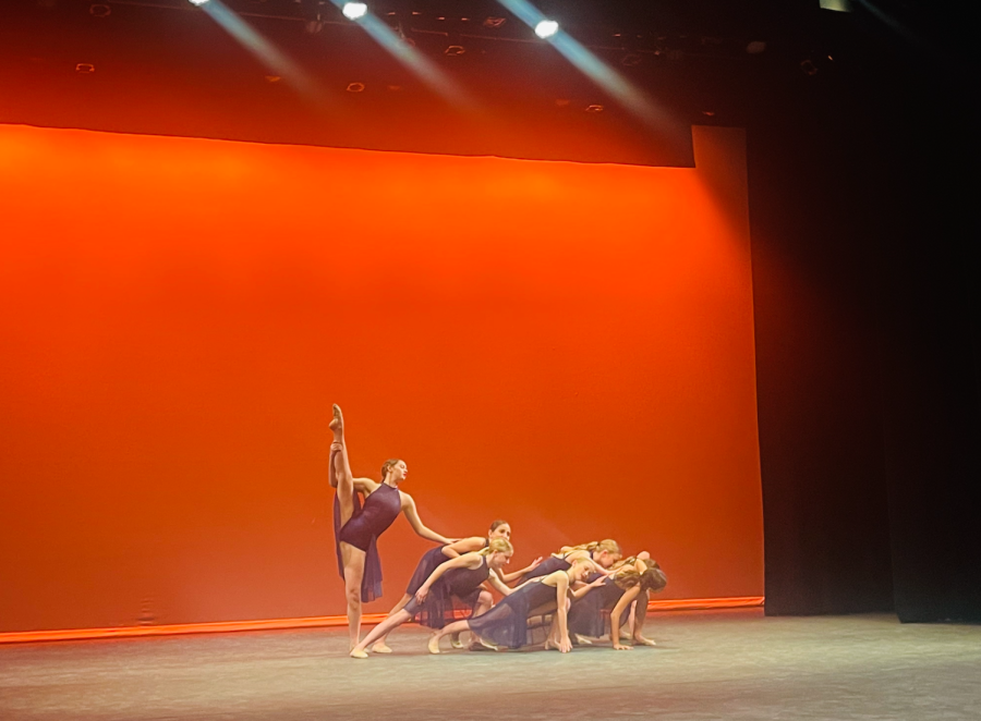 Sage Creek Dancers perform to "Rise Up" by Andrea Day in the piece "Young Choreographers." The dancers include: Ava Dezfulian, Keira Segal, Katie Shepiro, Gabby Reiss, Addie Noto, Skylar Daynes and Kinnerly Furuya.