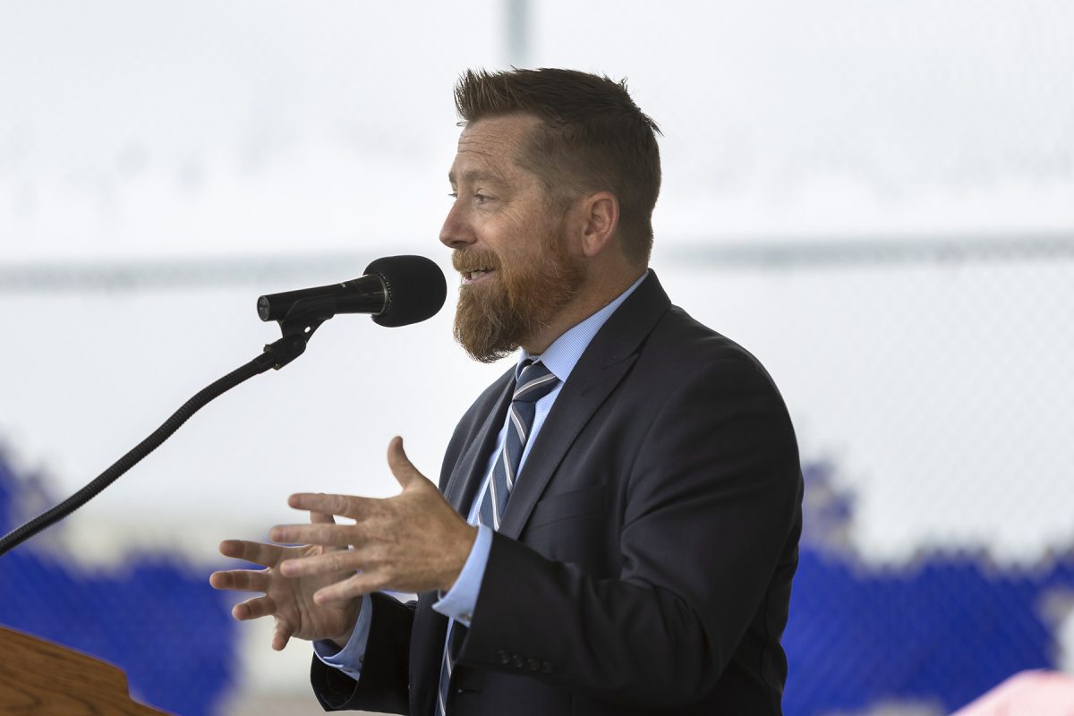 Dr. Way delivers a speech. His latest address occurred on the first day of school (Aug. 23) to all the grade levels at SCHS’ stadium.