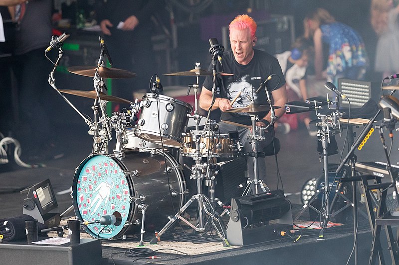 Josh Freese on stage with one of the many bands he has played with over the years: The Offspring. Freese began playing the drums at age 12.  Offspring  by  Sven Mandal is licensed under  Licensed under CC BY-SA 4.0 