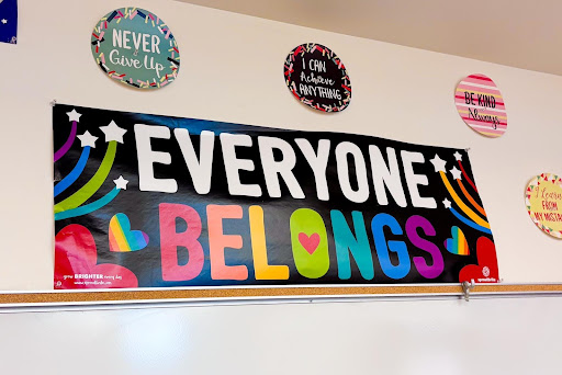 A poster that brings smiles to everyone’s faces is located in Ms. Hurlimann's classroom. One of the many positive posters around school encourages students to think positively and can help with some negative thoughts that can occur when students feel stressed out.