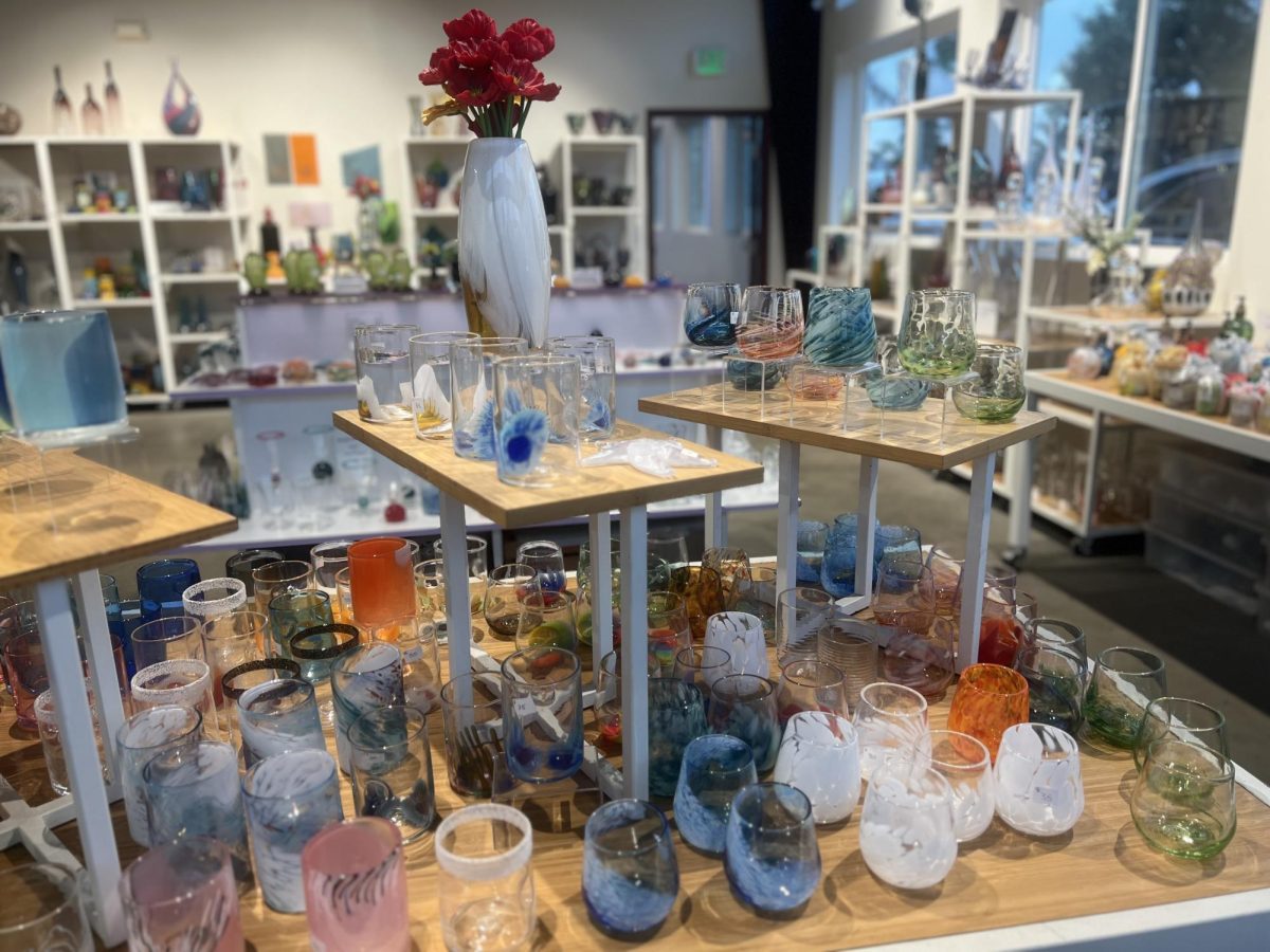 Barrio features artist made cups and dishes in its gift shop in front of the store. These beautiful pieces are available to buy and rent by visitors and fellow artists. 