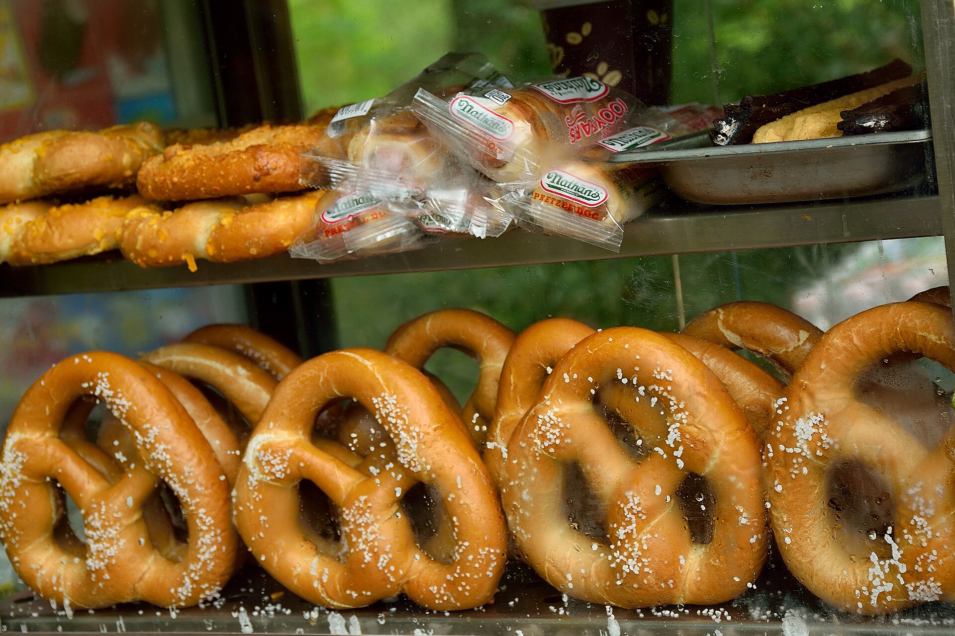 Pretzels lined up for sale in Central Park. The Grainbakers class would make pretzels like this in many cities across America.